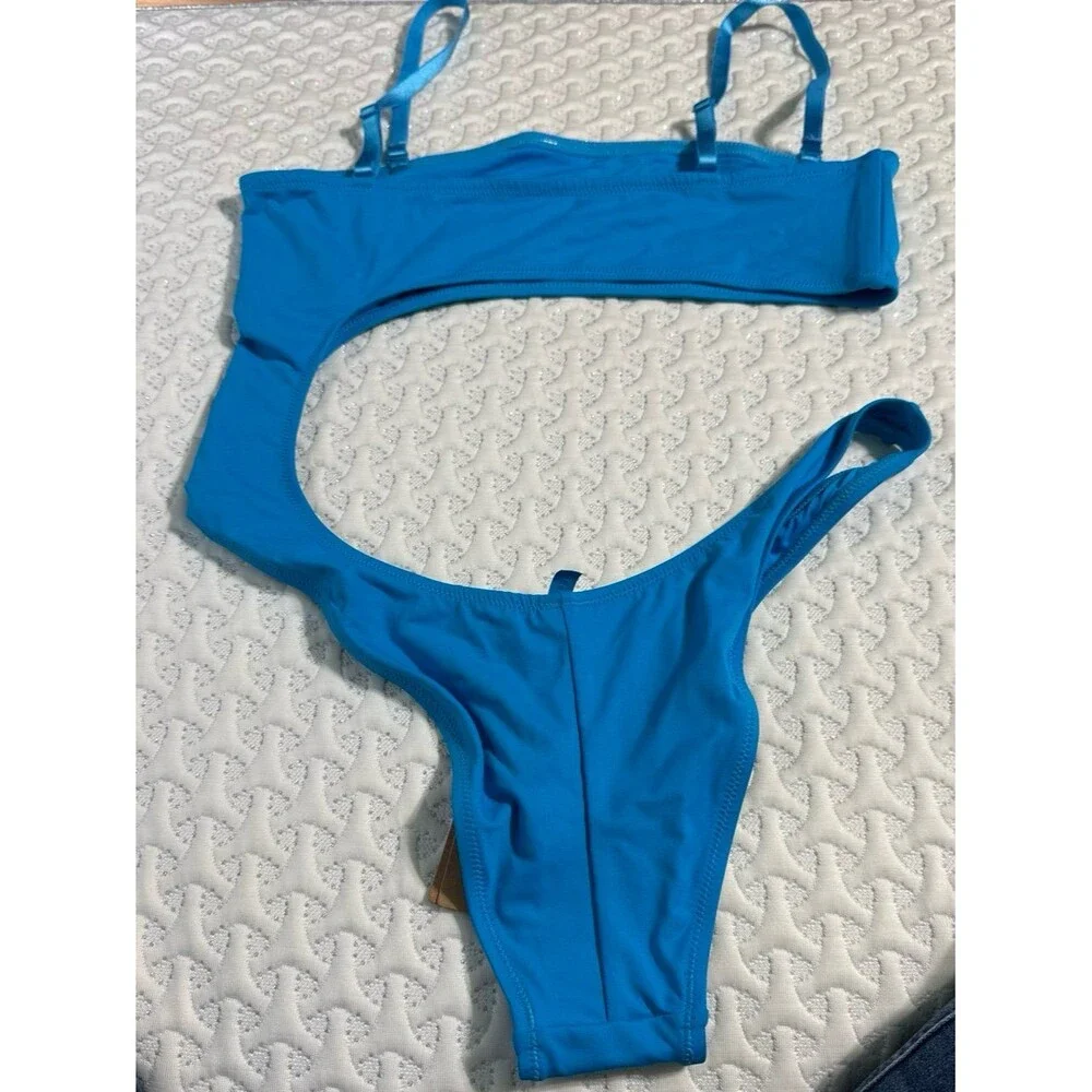 Skims swim Strapless Monokini Swimsuit Turquoise XL
